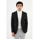 Düz Siyah Slim Fit Mono Yaka Klasik Erkek Ceket - 54