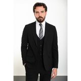 Düz Siyah Slim Fit Mono Yaka Klasik Erkek Takım Elbise - 56 - 6 Drop