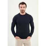 Düz Slim Fit Bisiklet Yaka Basic Erkek Triko Kazak - Lacivert