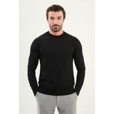 Düz Slim Fit Bisiklet Yaka Basic Erkek Triko Kazak - Siyah - 2XL