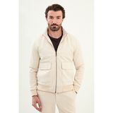 Düz Slim Fit Fermuarlı Torba Cepli Hakim Yaka Pantolon Mont - Ekru - 50