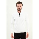 Düz Slim Fit Fermuarlı Yarım Balıkçı Erkek Triko Kazak - Ekru