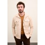 Düz Slim Fit Gömlek Yaka Suni Deri Erkek Mont - Bej - 48