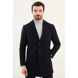 Düz Slim Fit Mono Yaka Klasik Erkek Kaşe Kaban - 52 - Lacivert
