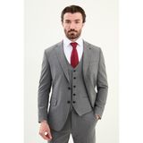 Düz Slim Fit Mono Yaka Klasik Erkek Takım Elbise - Koyu Gri - 6 Drop - 52