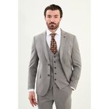 Düz Slim Fit Mono Yaka Klasik Yün Erkek Takım Elbise - 46 - Gri - 6 Drop