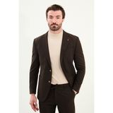 Düz Slim Fit Torba Cep Beli Lastikli Ipli Yün Erkek Takım Elbise - 48 - Kahverengi - 6 Drop