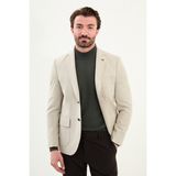 Düz Slim Fit Torba Cep Mono Yaka Yün Erkek Ceket - Bej - 54