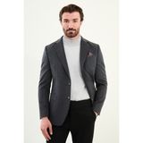 Düz Slim Fit Torba Cepli Mendil Detaylı Yün Erkek Ceket - Antrasit - 50