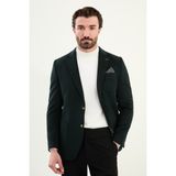 Düz Slim Fit Torba Cepli Mendil Detaylı Yün Erkek Ceket - Haki - 52
