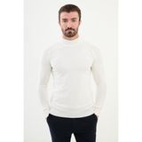 Düz Slim Fit Yarım Balıkçı Yaka Erkek Triko Kazak - Ekru