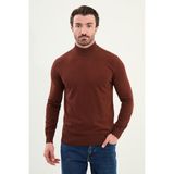 Düz Slim Fit Yarım Balıkçı Yaka Erkek Triko Kazak - Kiremit - 2XL