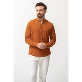 Düz Taba Rengi Slim Fit Hakim Yaka Erkek Gömlek