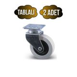 Düz Tabla Frensiz Lüks Masa Tekeri Sehpa Tekeri(Frensiz)(Krom - Gri)(7Cm)(Teker Ölçü:50x20mm) Gri Gri - 2 Adet