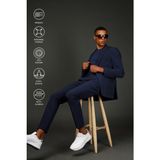 Düz Takım Elbise - 50 - Orta Lacivert - Süper Slim Fit