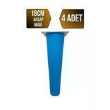 Düz Torna Ahşap Ayak Mobilya Masa Ve Dolap Ayağı(Mavi)(Kayın / Gürgen) Mavi 18Cm 18Cm - 4 Adet