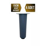 Düz Torna Ayarlı Ahşap Ayak Mobilya Masa Ve Dolap Ayağı(Antrasit)(Kayın / Gürgen) Antrasit 15Cm 15Cm - 4 Adet
