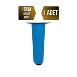 Düz Torna Ayarlı Ahşap Ayak Mobilya Masa Ve Dolap Ayağı(Mavi)(Kayın / Gürgen) Mavi 15Cm 15Cm - 1 Adet
