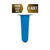 Düz Torna Ayarlı Ahşap Ayak Mobilya Masa Ve Dolap Ayağı(Mavi)(Kayın / Gürgen) Mavi 15Cm 15Cm - 4 Adet