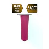 Düz Torna Ayarlı Ahşap Ayak Mobilya Masa Ve Dolap Ayağı(Pembe)(Kayın / Gürgen) Pembe 15Cm 15Cm - 2 Adet