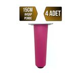 Düz Torna Ayarlı Ahşap Ayak Mobilya Masa Ve Dolap Ayağı(Pembe)(Kayın / Gürgen) Pembe 15Cm 15Cm - 4 Adet