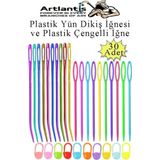 Düz Ve Kıvrımlı Plastik Yün İğnesi Ve Çengelli İğne 30 Adet 1 Paket Plastik Dikiş Dokuma İğne Kavisli İplik İğne Goblen