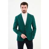 Düz Zümrüt Rengi Slim Fit Torba Cep Geniş Yaka Punto Dikiş Erkek Ceket - 56