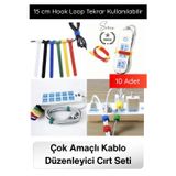 #Düzenleyici Organizer Naylon Siyah Çok Amaçlı Kablo Düzenleyici Cırt Cırtlı Kelepçe Seti 10 Adet 15