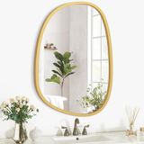 Düzensiz Ahşap Çerçeveli Ayna Duvar Modern Asimetrik Benzersiz Asılı Ayna Sanatsal Benzersiz Oval Şekilli Duvar Ayna Dekor Banyo Vanity Yatak Odası Oturma Odası Giriş Koridor Küçük