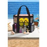 D'Vers Büyük Boy Kum Tutmayan File Kadın Deniz Plaj Çantası - Siyah - 57x36 cm