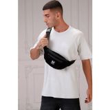 D'VERS Unisex Siyah Süet 3 Bölmeli Çapraz Omuz Ve Bel Çantası