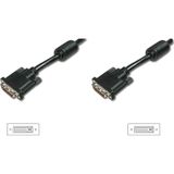 DVI Bağlantı Kablosu, DVI-D (24+1) Erkek <==> DVI-D (24+1) Erkek, 2x ferrit, 10 metre, UL, siy