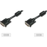 DVI Bağlantı Kablosu, DVI-D (24+1) Erkek <==> DVI-D (24+1) Erkek, 2x ferrit, 3 metre, UL, siya
