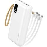 Dvip İp12 2Xusba Type-C Micro Lightning Çıkışlı Led Göstergeli 20.000 mAh Beyaz Powerbank