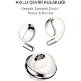 DVYEN Aı Canlı Çeviri Kulaklık Bluetooth5.4 | 100+ Dil Anlık Tercüme Görüşme Çeviri Açık Kulak Tws Enc - Beyaz