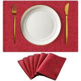 DWCCRURD Servis Altlıkları 6'lı Set Yıkanabilir Masa Servis Paspasları Isıya Dayanıklı Çuval Bezi Çiftlik Evi Keten Mutfak Yemek Dış Mekan Parti için Masa Paspasları Dikdörtgen 30 x 40 cm (Kırmızı)