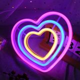 DWOOKE Kalp Neon Tabelalar, Gökkuşağı Kalp Neon Işıklar Duvar Dekorasyonu için, LED Neon Levha, Pil/USB ile Çalışır, Renkli Aşk Kalp Neon Işıklar, Yatak Odası, Kız Odası, Parti, Sevgililer Günü, Düğün