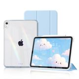 DWPSG iPad Air 11 İnç M4/M3/M2, Air 5th/4th Gen 10.9 İnç için Şeffaf Kılıf | Çıkarılabilir Sürgülü Kapak, Şeffaf Sert PC Arka Kabuk, İnce Üç Katlı Çok Açılı Stand, Otomatik Uyandırma/Uyku, Mavi