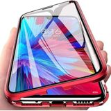 DXL iPhone XS Max Uyumlu Önü ve Arkası Temperli Cam, Manyetik Adsorpsiyon Darbeye Dayanıklı Kapak, Alüminyum Metal Tampon Güçlü Mıknatıslar (Kırmızı, iPhone XS Max)