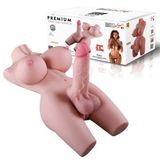 Dylan - Anal Vajinal Girişli 19 CM Yapay Penis Trans Realistik Manken Yarım Vücut Dildo