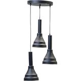 Dylight Daria Retro Metal Dekoratif 3 Lü Modern Rustik Sarkıt Avize Çap:30 cm - Siyah