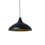 Dylight Retro Metal Dekoratif Rustik Kafe Mutfak Aydınlatma Siyah İçi Gold Sarkıt Avize Çap:35 Cm
