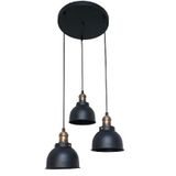 Dylight Retro Metal Siyah 3 lü Dekoratif Sarkıt Avize çap:30 cm siyah dy1149