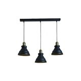 Dylight Retro Metal Siyah 3 Lü Masa Üstü Sıralı Dekoratif Rustik Sarkıt Avize 60 cm Genişlik - 1