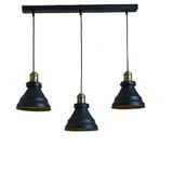 Dylight Retro Metal Siyah 3 Lü Masa üstü Sıralı Dekoratif Rustik Sarkıt Avize 60 cm genişlik siyah dy8007