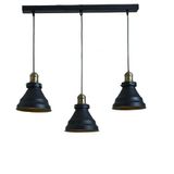 Dylight Retro Metal Siyah 3 Lü Masa Üstü Sıralı Dekoratif Rustik Sarkıt Avize Genişlik 60 Cm