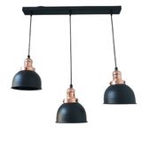 Dylight Retro Metal Siyah Bakır Duylu Dekoratif 3 Lü Masa Üstü Siyah Rustik Avize En:60 Cm