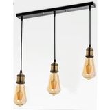 Dylight Retro Metal Siyah Eskitme Dekoratif Rustik 3 Lü Sarkıt Sıralı Avize 60 Cm
