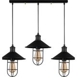 Dylight Retro Metal Siyah Kafesli 3 Lü Masa Üstü Sıralı Sarkıt Avize 60 cm - 1