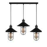 Dylight Retro Metal Siyah Kafesli 3 Lü Masa Üstü Sıralı Sarkıt Avize 60 Cm